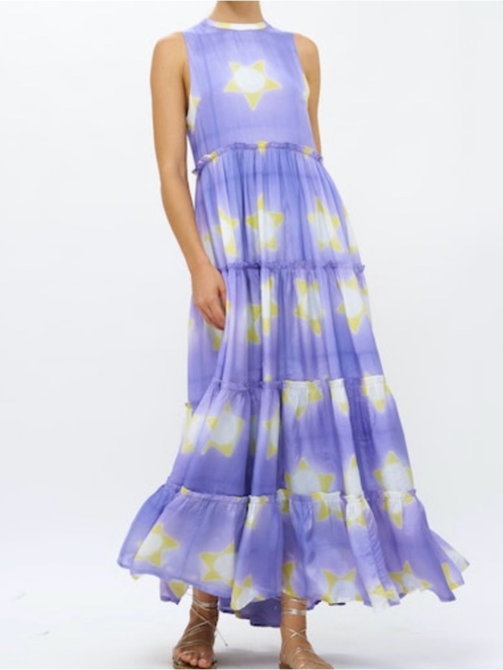 Oliphant Mela Ruffle Tiered Maxi Dress - Star Print